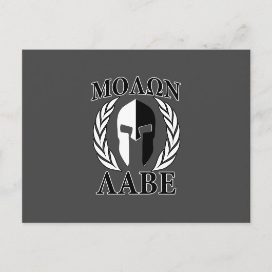 Molon Labe Spartan Helmet Laurels Charcoal Postkarte (Vorderseite)