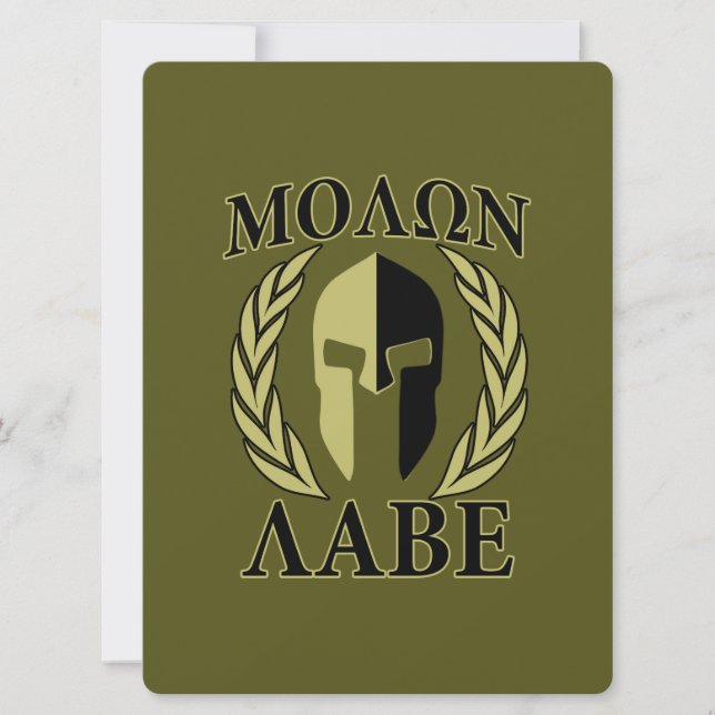 Molon Labe Spartan Helmet Laurels Olive Green (Vorderseite)