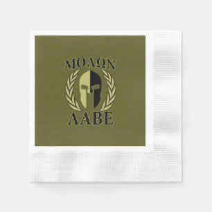Molon Labe Spartan Helmet Laurels Olive Green Deko Serviette