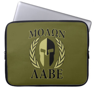 Molon Labe Spartan Helmet Laurels Olive Green Laptopschutzhülle