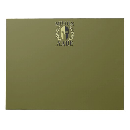 Molon Labe Spartan Helmet Laurels Olive Green Notizblock (Vorderseite)