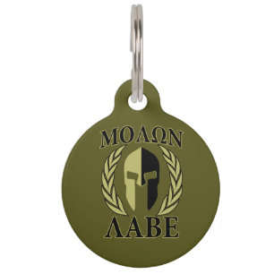 Molon Labe Spartan Helmet Laurels Olive Green Tiernamensmarke