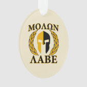 Molon Labe Spartan Helmet Laurels Warm Beige Ornament (Vorderseite)