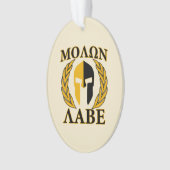 Molon Labe Spartan Helmet Laurels Warm Beige Ornament (Vorderseite)
