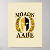 Molon Labe Spartan Helmet Laurels Warm Beige Poster (Vorne)