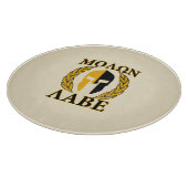 Molon Labe Spartan Helmet Laurels Warm Beige Schneidebrett (Ecke)