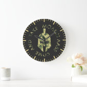 Molon Labe Spartan Helmet Military Camo Große Wanduhr (Zuhause)