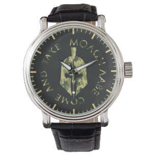Molon Labe Spartan Helmet Military Camouflage Männ Armbanduhr