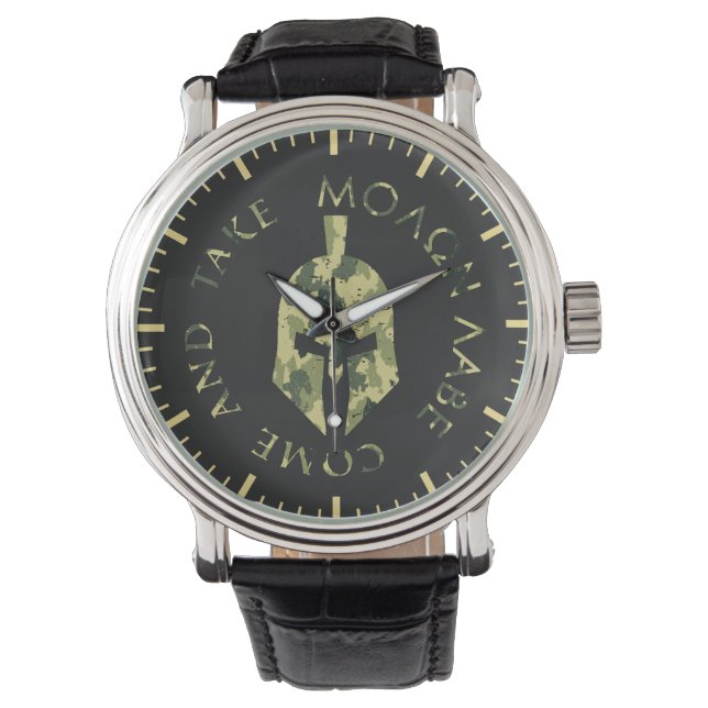 Molon Labe Spartan Helmet Military Camouflage Männ Armbanduhr (Vorderseite)