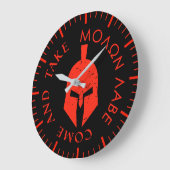 Molon Labe Spartan Helmet Red Große Wanduhr (Winkel)