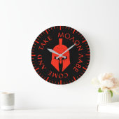 Molon Labe Spartan Helmet Red Große Wanduhr (Zuhause)