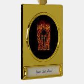 Molon Labe Spartan Krieger in Flammen Banner-Ornament Gold (Rechts)