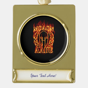 Molon Labe Spartan Krieger in Flammen Banner-Ornament Gold