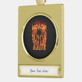 Molon Labe Spartan Krieger in Flammen Banner-Ornament Gold (Links)