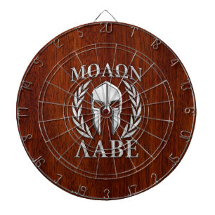 Molon Labe Spartan Krieger Laurels Holzdekor Dartscheibe