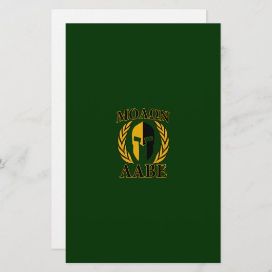 Molon Labe Spartan Laurels on Forest Green Briefpapier (Vorne/Hinten)