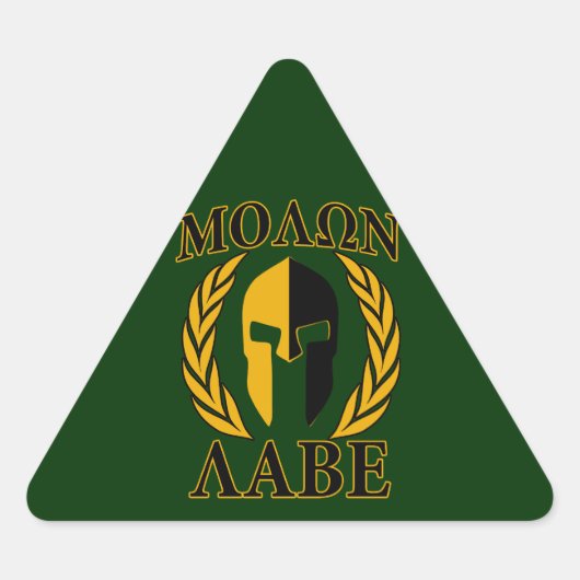 Molon Labe Spartan Laurels on Forest Green Dreieckiger Aufkleber (Vorderseite)