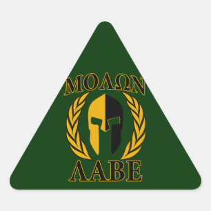 Molon Labe Spartan Laurels on Forest Green Dreieckiger Aufkleber