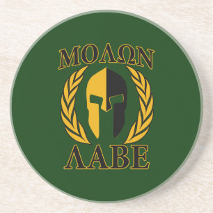 Molon Labe Spartan Laurels on Forest Green Sandstein Untersetzer