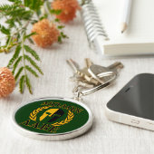 Molon Labe Spartan Laurels on Forest Green Schlüsselanhänger (Seite)