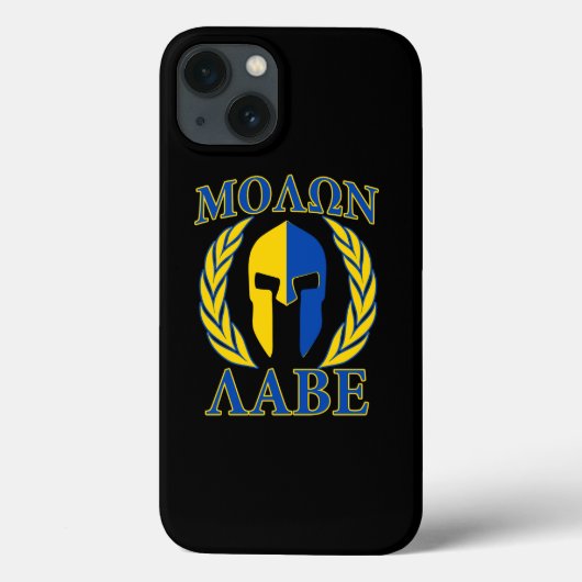 Molon Labe Spartan Laurels Yellow Blue Accents Case-Mate iPhone Hülle (Rückseite)