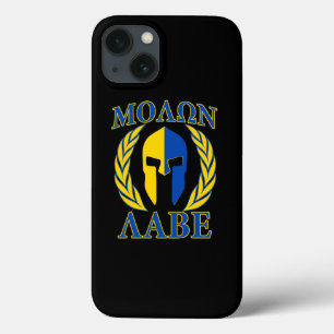 Molon Labe Spartan Lorbeeren Gelb Blau Akzente iPhone 13 Hülle