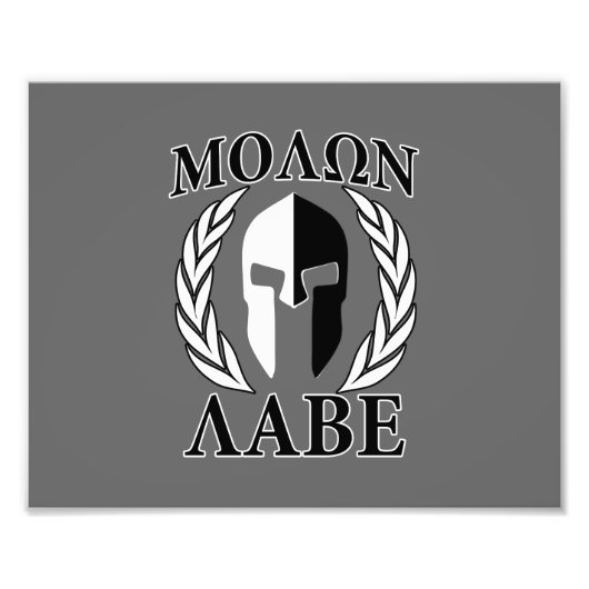 Molon Labe Spartan Mask Armor Laurels Monochrome Fotodruck (Vorne)