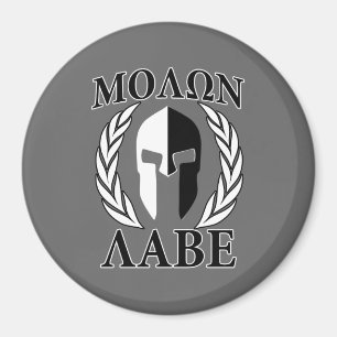 Molon Labe Spartan Mask Armor Laurels Monochrome Magnet