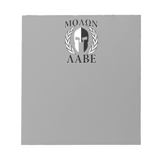 Molon Labe Spartan Mask Armor Laurels Monochrome Notizblock (Vorderseite)