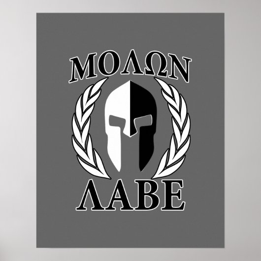 Molon Labe Spartan Mask Armor Laurels Monochrome Poster (Vorne)