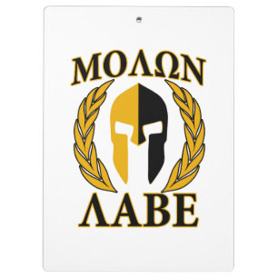 Molon Labe Spartan Mask Laurels Beige Accent Klemmbrett