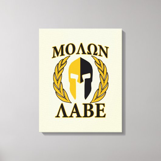 Molon Labe Spartan Mask Laurels Beige Accent Leinwanddruck (Vorderseite)