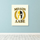 Molon Labe Spartan Mask Laurels Beige Accent Leinwanddruck (Insitu (Holzboden))