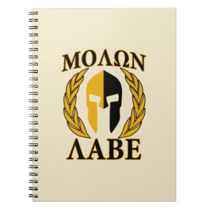 Molon Labe Spartan Mask Laurels Beige Dekoration Notizblock