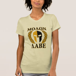 Molon Labe Spartan Mask Laurels Beige Dekoration T-Shirt