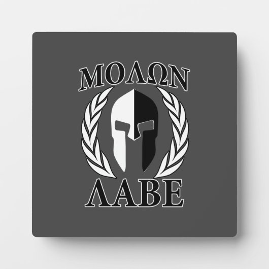 Molon Labe Spartan Mask Laurels Black & White Fotoplatte (Vorderseite)