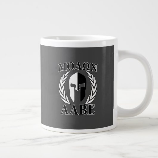 Molon Labe Spartan Mask Laurels Black & White Jumbo-Tasse (Rechts)