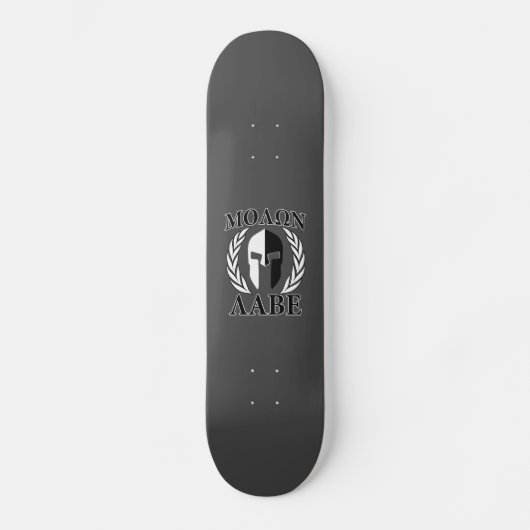 Molon Labe Spartan Mask Laurels Black & White Skateboard (Vorderseite)