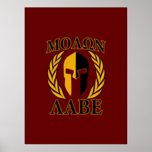 Molon Labe Spartan Mask Laurels Burgundy Dekoratio Poster