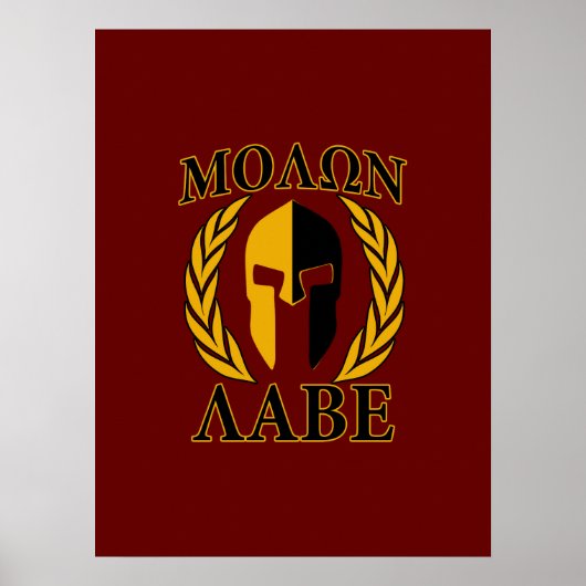 Molon Labe Spartan Mask Laurels Burgundy Dekoratio Poster (Vorne)