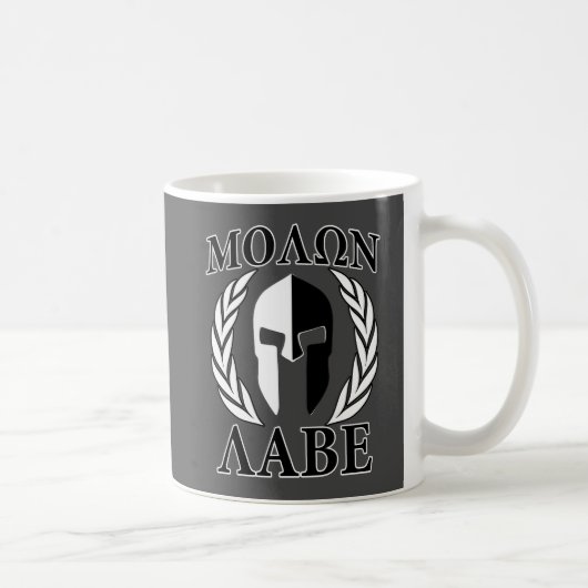 Molon Labe Spartan Mask Laurels Monochrome Kaffeetasse (Rechts)