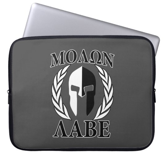 Molon Labe Spartan Mask Laurels Monochrome Laptopschutzhülle (Vorderseite)