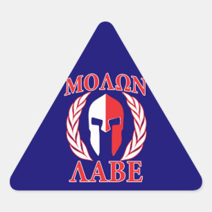 Molon Labe Spartan Mask Laurels Navy Blue Dreieckiger Aufkleber