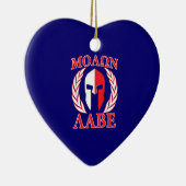 Molon Labe Spartan Mask Laurels Navy Blue Keramik Ornament (Rechts)