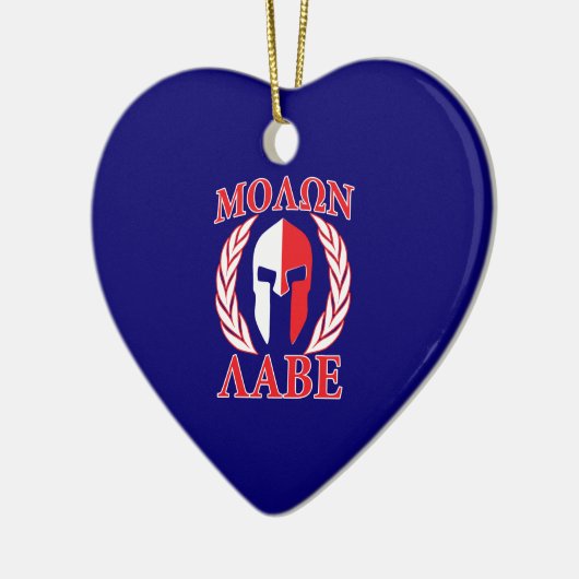 Molon Labe Spartan Mask Laurels Navy Blue Keramik Ornament (Links)