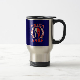 Molon Labe Spartan Mask Laurels Navy Blue Reisebecher