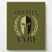 Molon Labe Spartan Mask Laurels Olive Green Fotoplatte (Vorderseite)