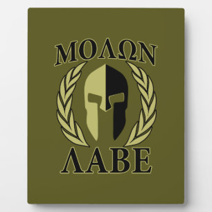 Molon Labe Spartan Mask Laurels Olive Green Fotoplatte