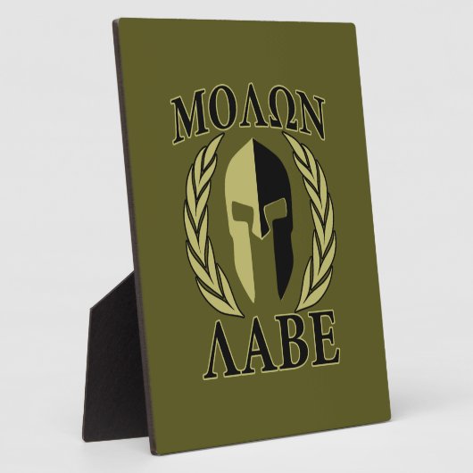 Molon Labe Spartan Mask Laurels Olive Green Fotoplatte (Seite)