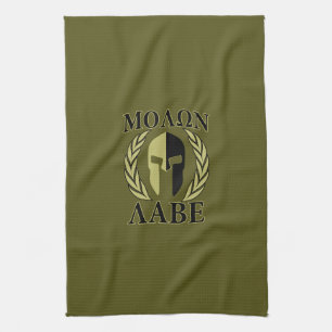 Molon Labe Spartan Mask Laurels Olive Green Handtuch